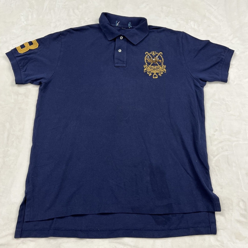 Ralph Lauren Polo Shirt Mens L Navy Blue International Challenge Cup Crest